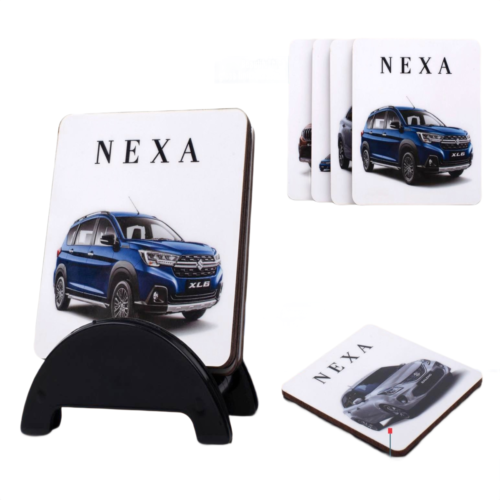 Brando Square Set of 4 Square Wooden coasters Brando Square: Set of 4 Square Wooden coasters with Stand in High Gloss Finish | MOQ 100 pcs
