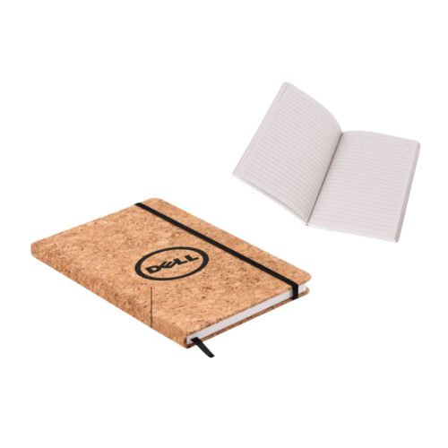 Cork Eco friendly A5 notebook. Cork Eco friendly A5 notebook with Hard bound cover and Elastic fastener | With memorandum & Bookmark ribbon | 80 gsm sheets | 160 undated pages