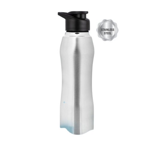 Curvy steel single wall bottle Natural | Capacity 750ml approx