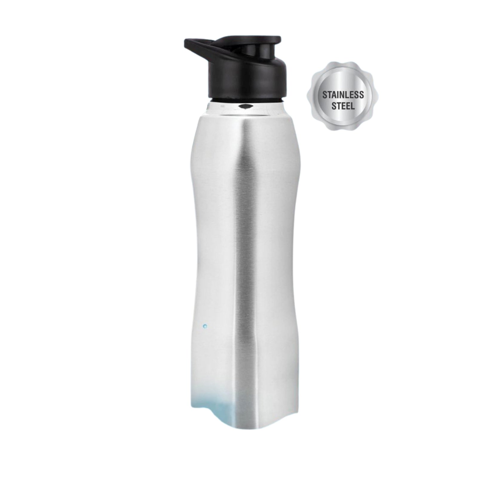 Curvy steel single wall bottle Natural | Capacity 750ml approx