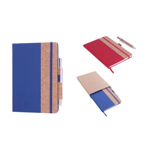 Dual tone Cork fabric notebook Dual tone Cork fabric notebook with Elastic Fastener & 4 refill Cork Pen | 160 inner pages | 80 gsm pages | Comes in Eco box