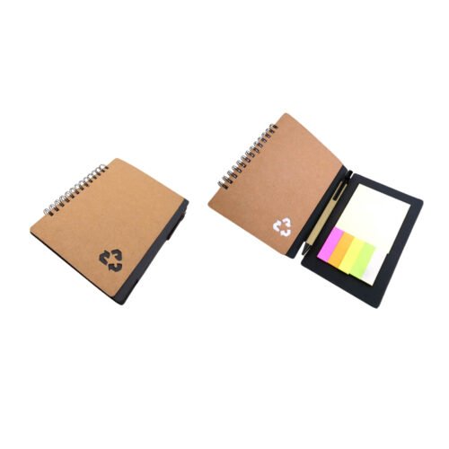 Eco notebook with pen and sticky pads Eco notebook with pen and sticky pads