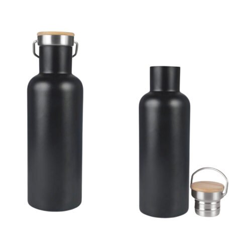 EcoVault 700: 700 ml vacuum flask with Bamboo lid | 304 steel inside & outside | 18 hours hot/cold
