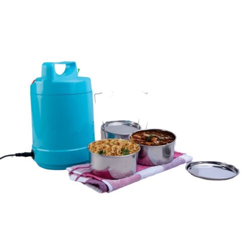 Electro Steel: 3 container electric steel lunch box with Auto cut function