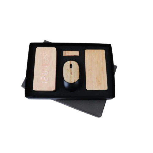 GE 512 4 in 1 Gift Set - Power Bank, Digital Clock, Wireless Mouse, Pen Drive
