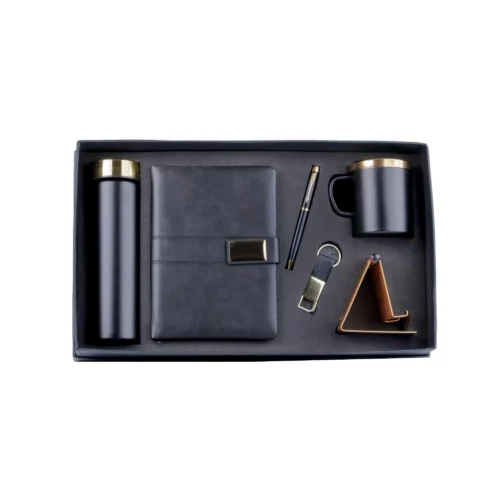 GE 551 6 in 1 Gift Set - SS Bottle, Mobile Stand, Note Book, Key Chain, SS Mug, Pen