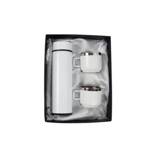 GE 552_WHITE 3 in 1 Gift Set Temperature Bottle, 2 Tea Mug