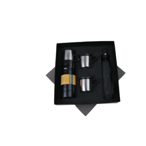 GE 567 4 in 1 Gift Set - Insulated Flask 500ml, 2 steel Mug, Auto Open Auto Close Umbrella