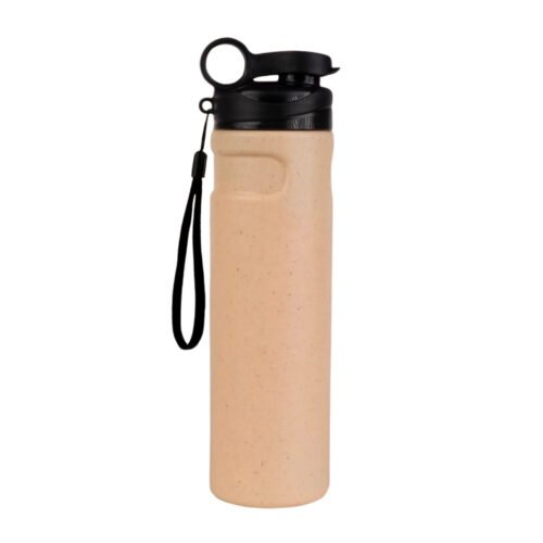 Insulated Straight Steel bottle Insulated Straight Steel bottle with Rice husk outer body | Flip top cap with easy carry slot | 500 ml approx