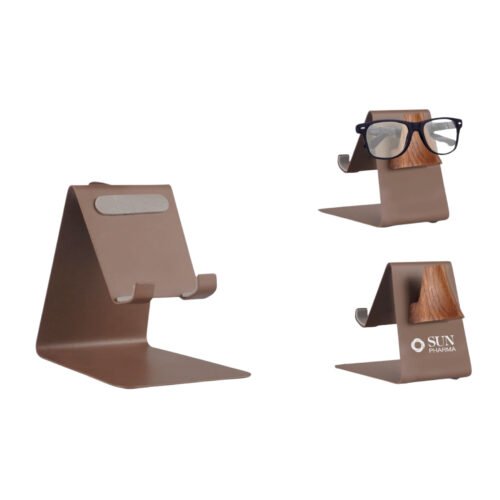 Metal Mobile Phone stand Metal Mobile Phone stand with Spectacle holder | Perfect for glasses & goggles