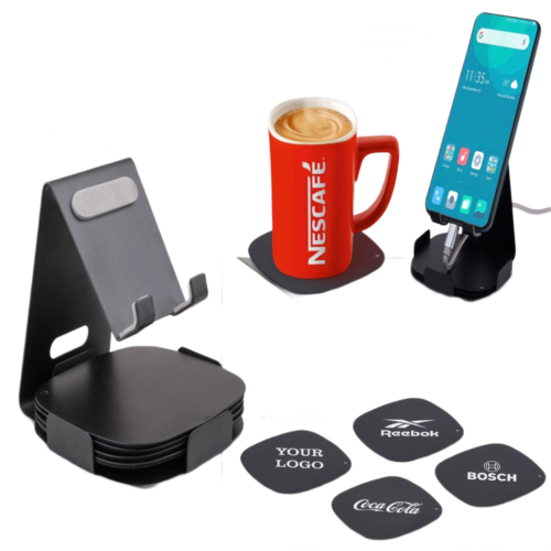 Metal mobile stand with 4 Coasters Metal mobile stand with 4 Coasters