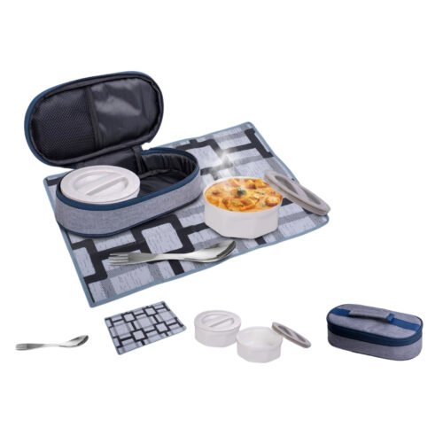 Mini Lunch box bag Mini Lunch box bag with 2 Microwave safe containers, Spoon, Fork and Tablemat