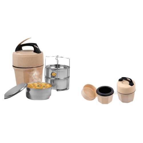 Octomeal Eco 3 Steel container lunch box with spoon Octomeal Eco: 3 Steel container lunch box with spoon | Made from Eco friendly material | 100% recyclable