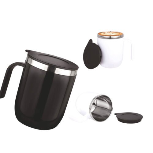 Oxford Stainless Steel Double wall Coffee mug Oxford: Stainless Steel Double wall Coffee mug with Round handle | Leak Proof | Capacity 460ml approx