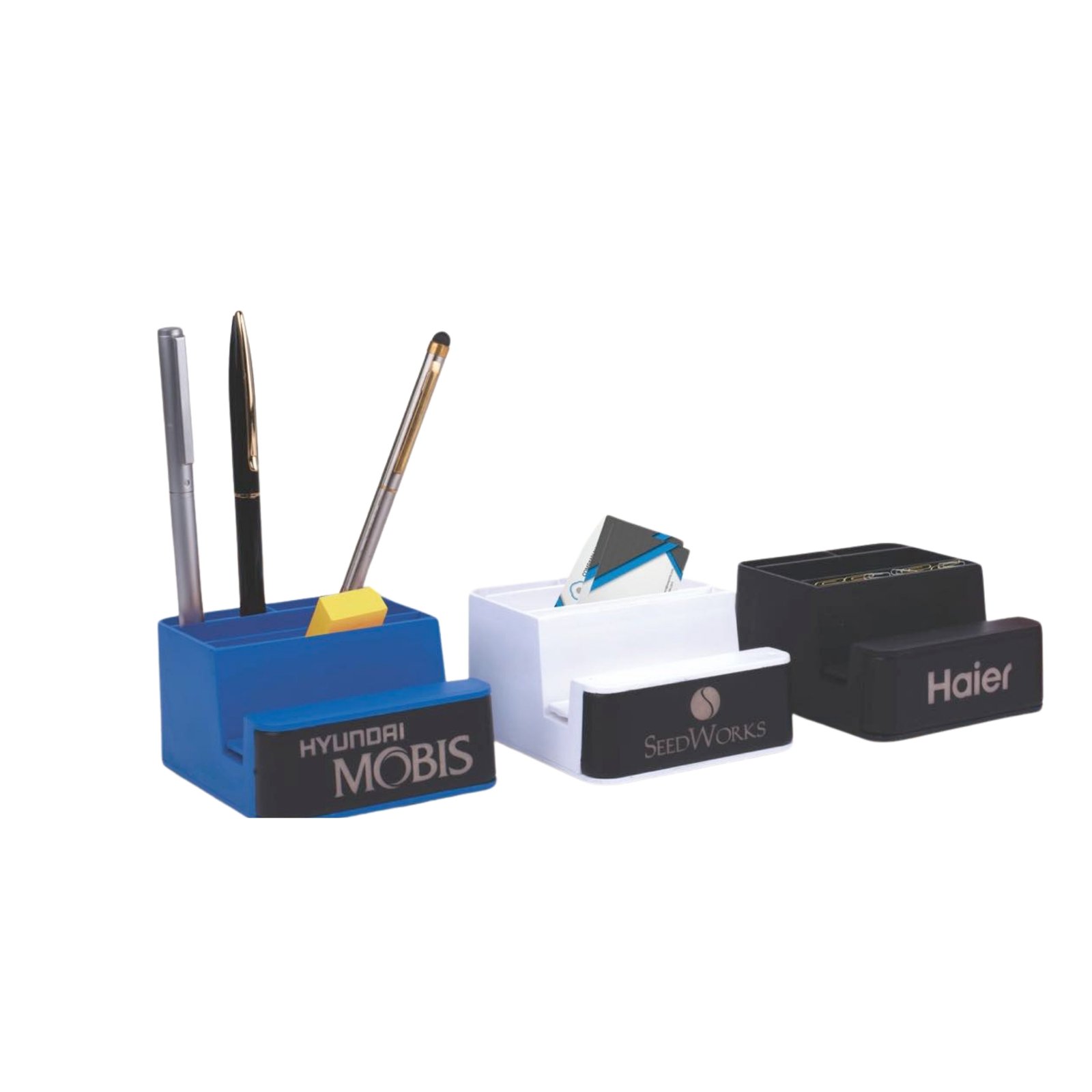 PowerGlow Dark Plate Mobile stand | With paper clip holder, visiting card holder and tumbler | Works on 2 x AA batteries