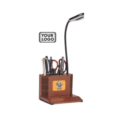 PowerGlow Wooden 3 step Dimmer Lamp PowerGlow Wooden 3 step Dimmer Lamp With Glowing Multicolor Logo plate & Phone stand | Rechargeable 1200 mAh battery | Type C input | Branding MOQ 200 pc