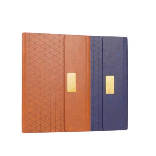 Pyramid 3 fold notebook with Magnetic flap and metal plate