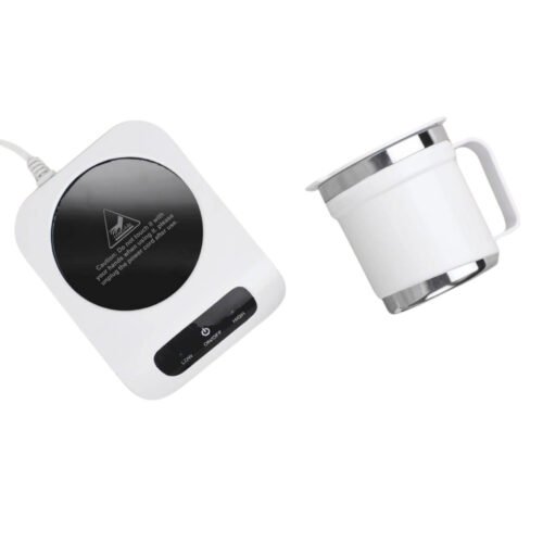 Set of Coffee warmer & SS Mug with Lid | Auto Cut off & Overheat Protection | 2 heat modes