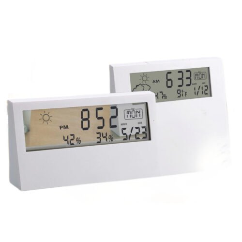 Sharp weather station clock with see-thru display Sharp weather station clock with see-thru display