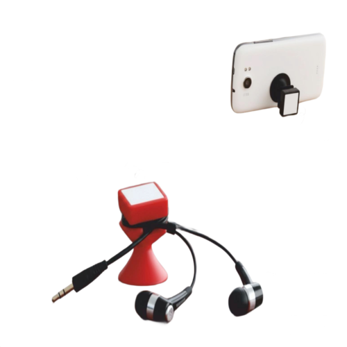 Silicon vacuum mobile stand with earphone holder Silicon vacuum mobile stand with earphone holder