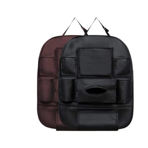 SitWell Caddy: PU Car Back Seat Organizer with Multiple Storage Pockets, Bottle And Tissue Paper Holder
