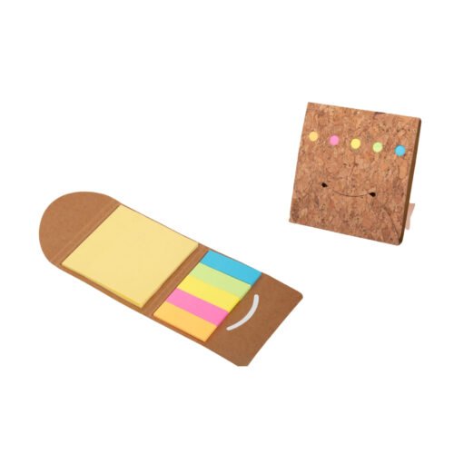 Smiley Cork notepad with Sticky notepad and strips