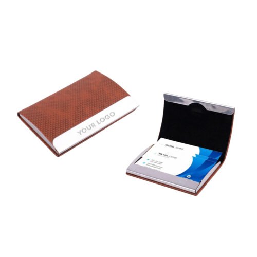 Stainless Steel Magnetic Visiting Card holder- Tan