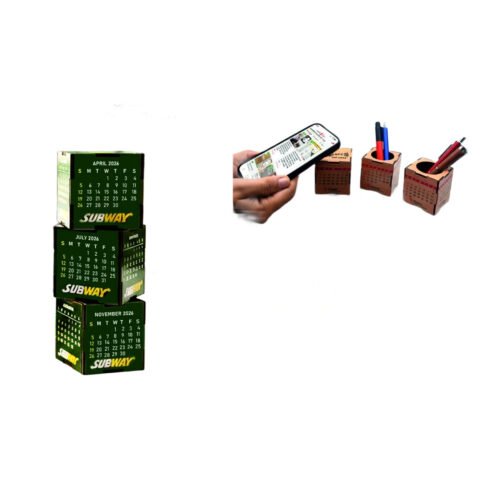 TapCube: 3 Cube Stacking Calendar with Pen stand & NFC | Double Pen stand