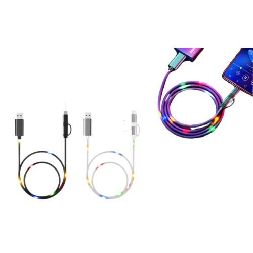 Voice controlled LED light charging cable Voice controlled LED light charging cable (Multicolor) | Light flashes based on music | 1 mtr Length