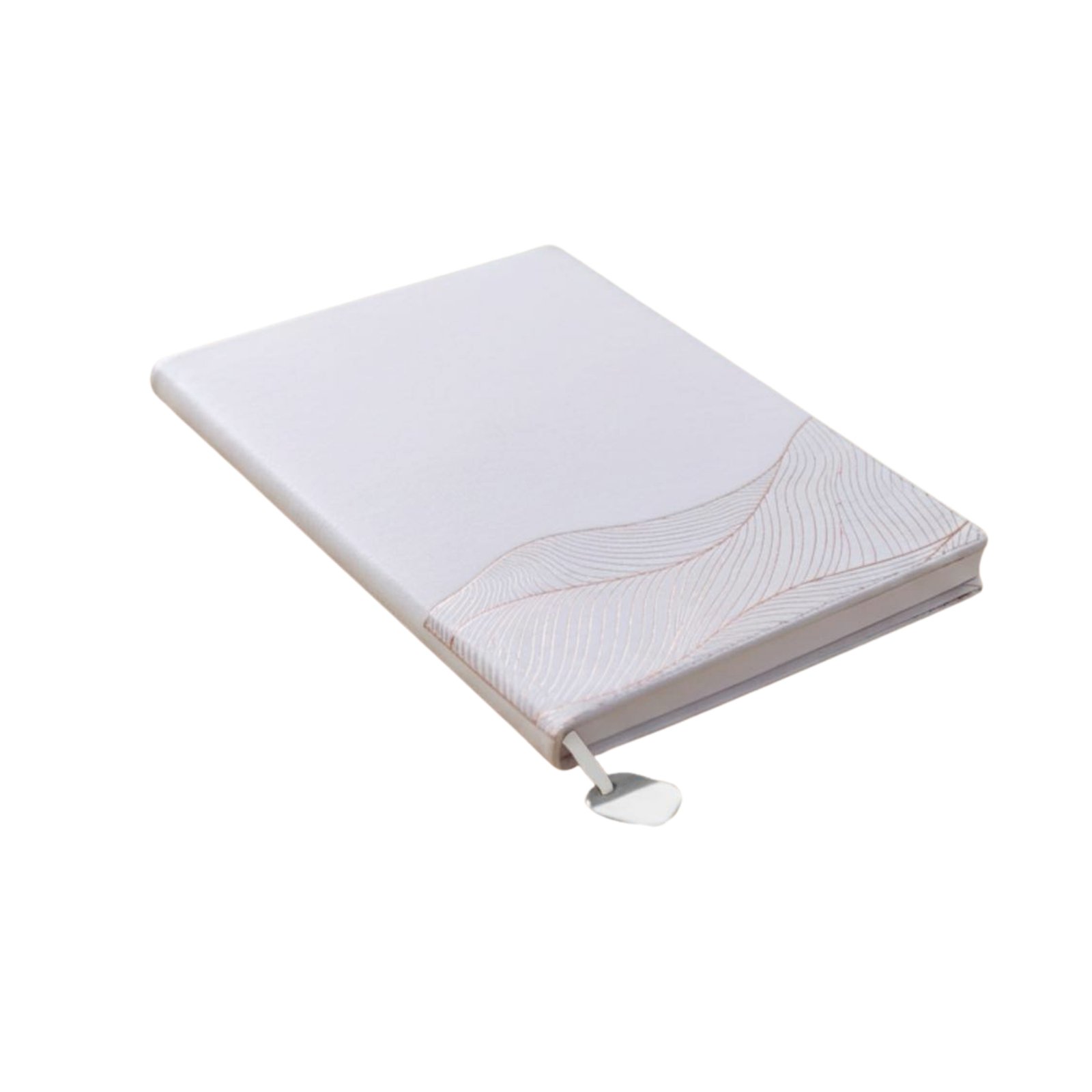 Wave White Hard bound notebook with Rose gold leafing | A5 size | With memorandum & Metal Bookmark ribbon