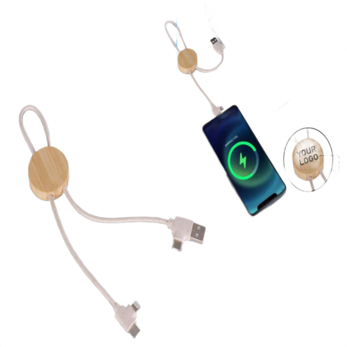 WoodCharge Bamboo Fast Charging Cable WoodCharge: Bamboo Fast Charging Cable with Universal ports