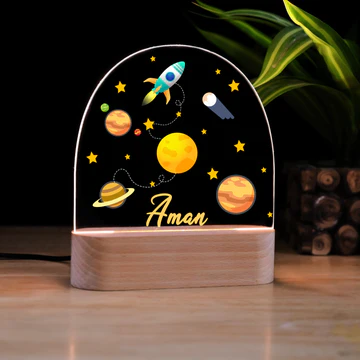 Acrylic with Wooden Base Night Lamp - Image 2