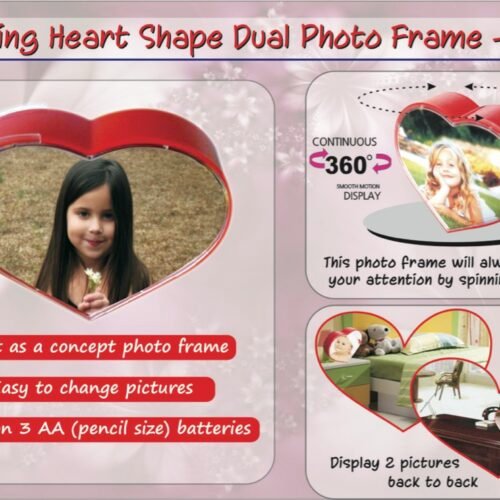 Rotating heart shape dual photo frame