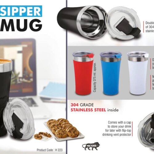 h223 Tall Sipper mug | 304 grade Stainless steel inside | Capacity 400ml approx
