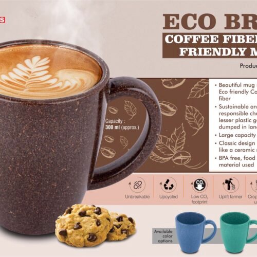 h288 EcoBrew Mug: Coffee Fiber Eco Friendly Mug with Handle | Capacity 300ml approx