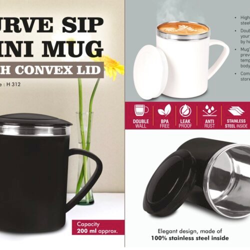 h312 CurveSip Mini Steel mug with Convex Lid | Capacity 200ml Approx