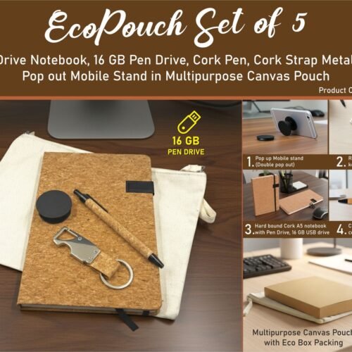 q227 EcoPouch Set of 5: Cork Utility Pro Kit in Multipurpose Canvas Pouch