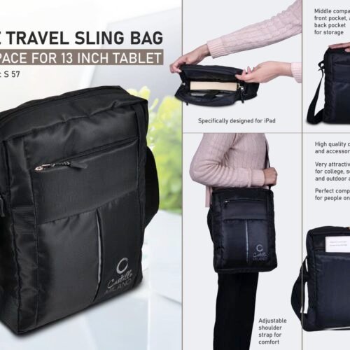 s57 Large Travel sling bag with space for 13 inch Tablet | Perfect for Large iPad