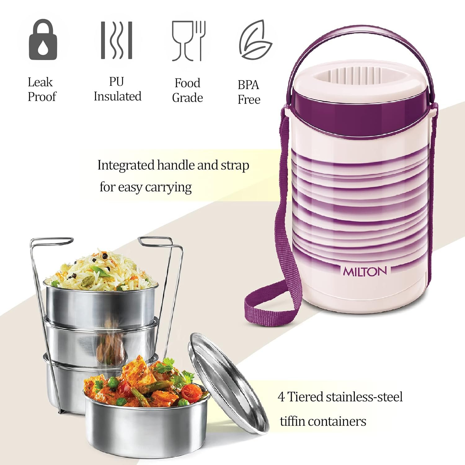 Econa Insulated Tiffin 4 Pcs - Image 2
