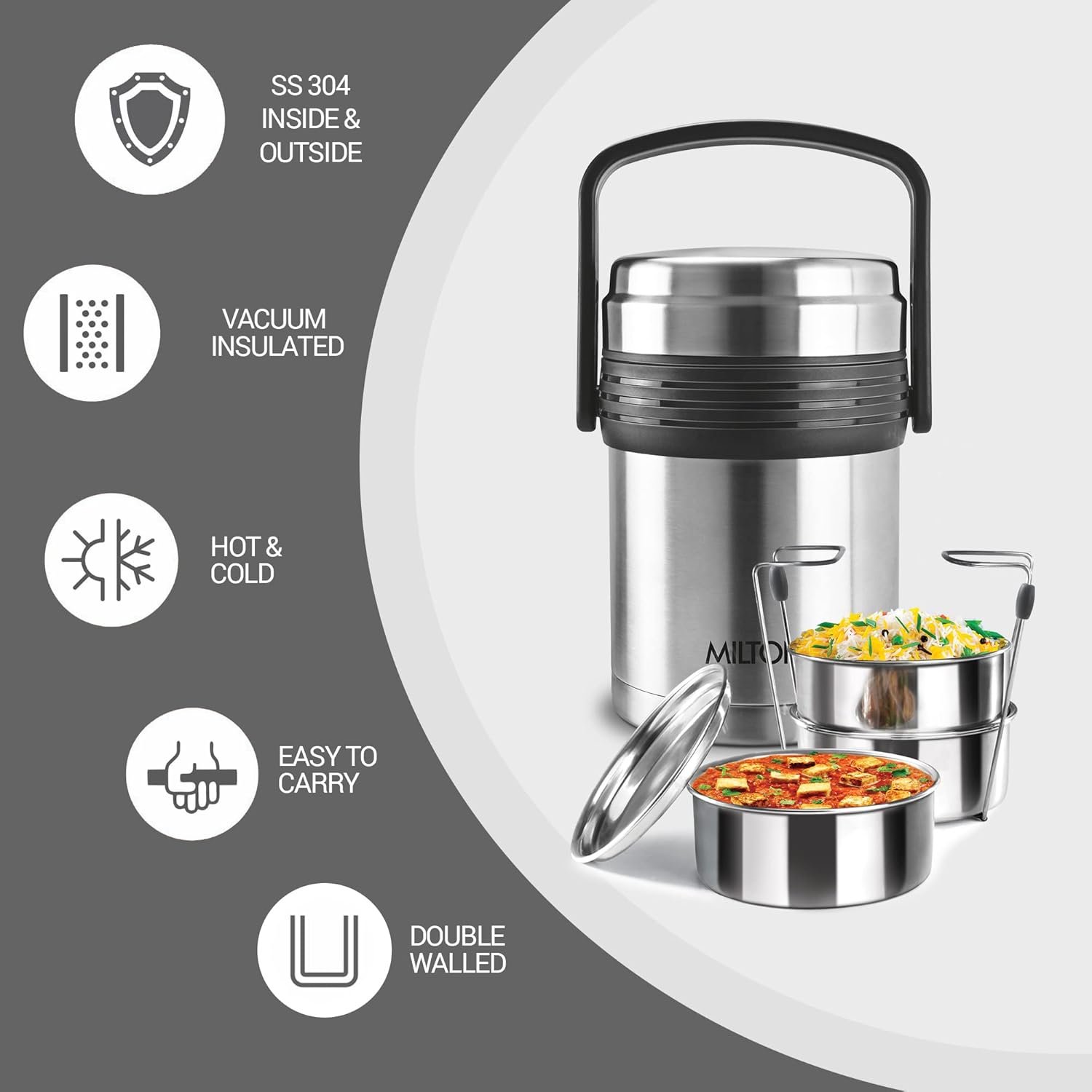 Galore Thermosteel SS Tiffin 3 Container - Image 4