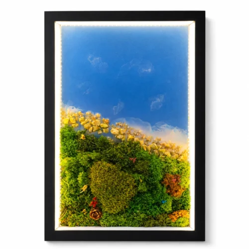 hero (35) Forest Aqua Covered Lit Frame: 12" X 18" - Ocean