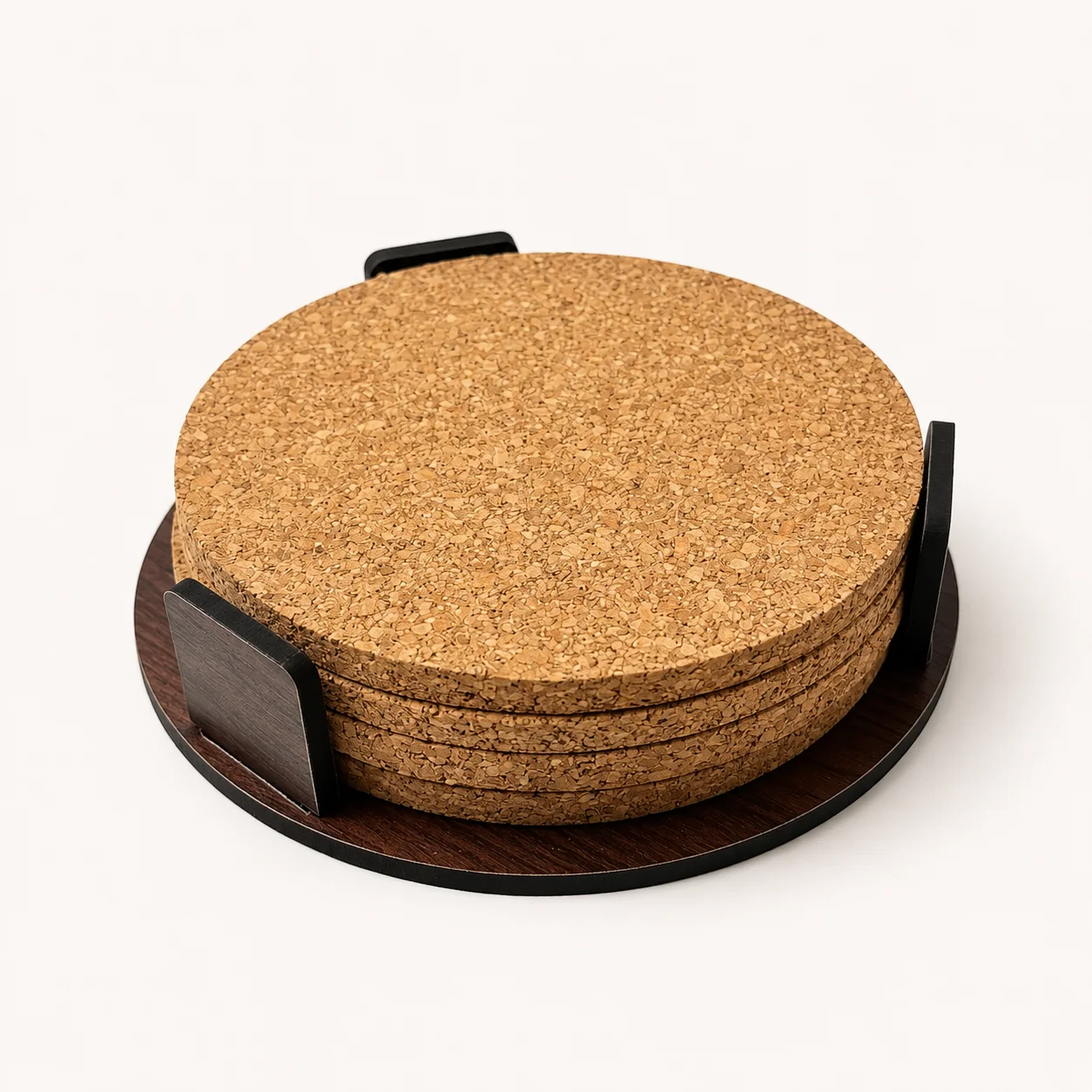 4 Cork Coasters With MDF Holder - Image 3
