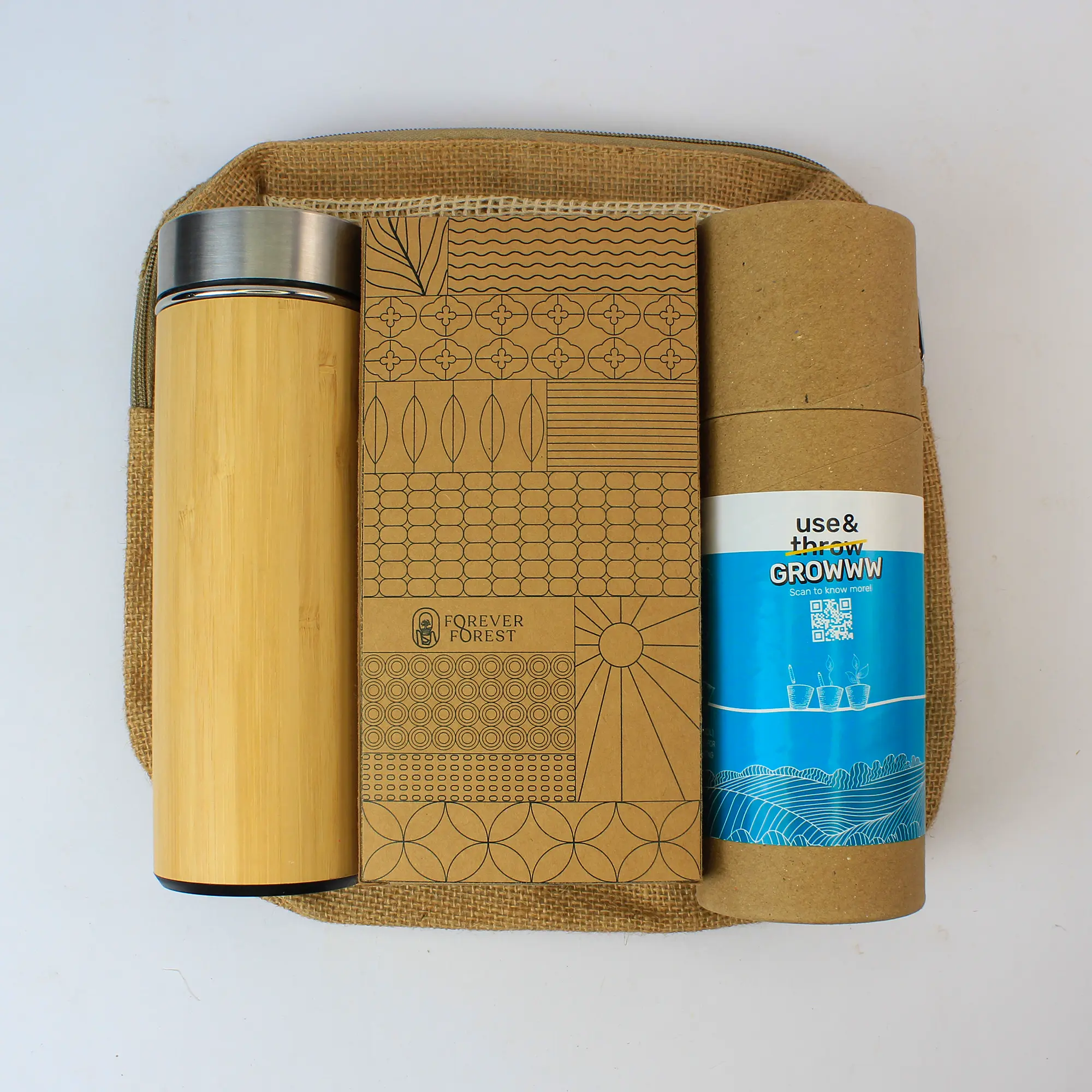 Bamboo Bottle Forest Jute Pouch - Image 4