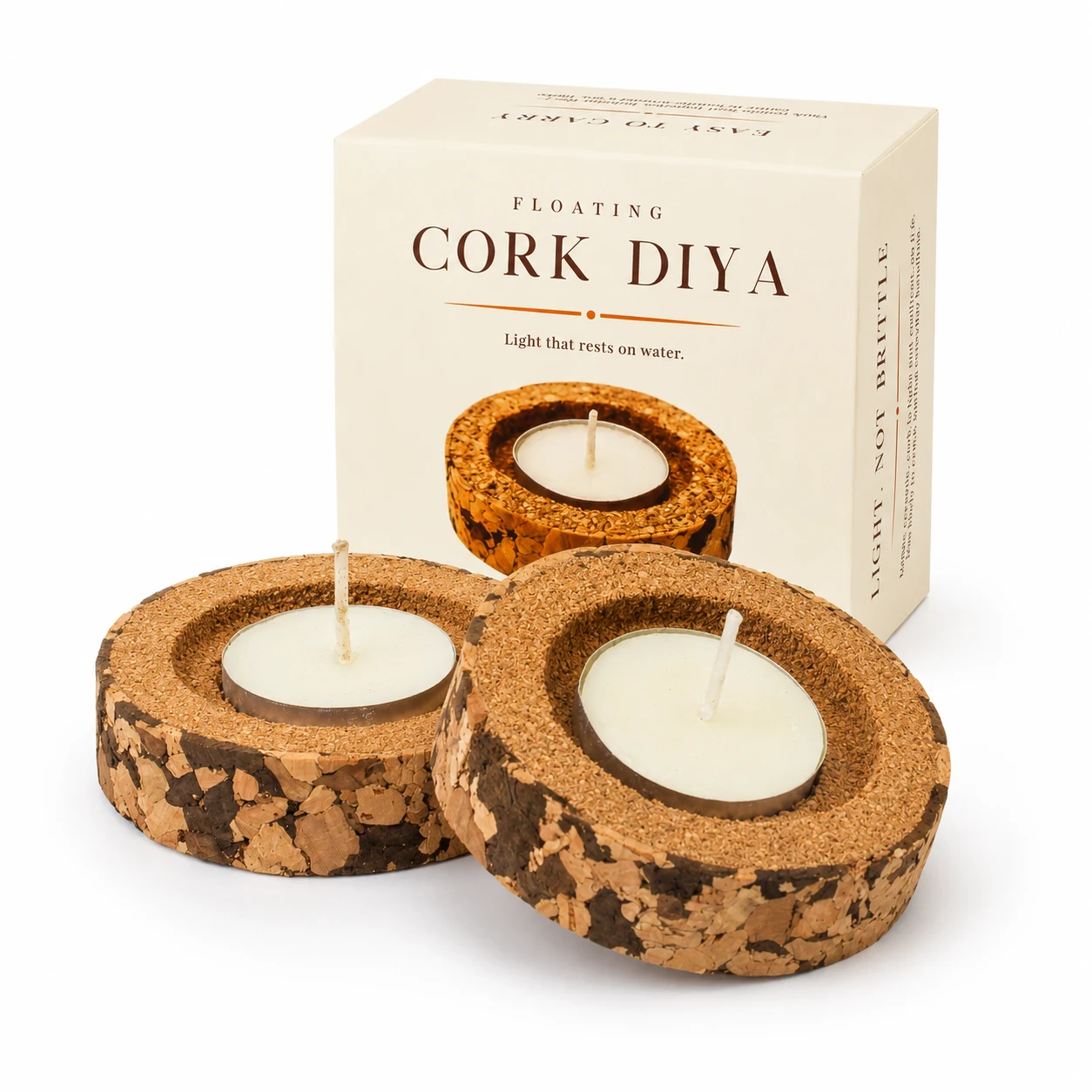 Floating Cork Diya (Set of 2) - Image 3