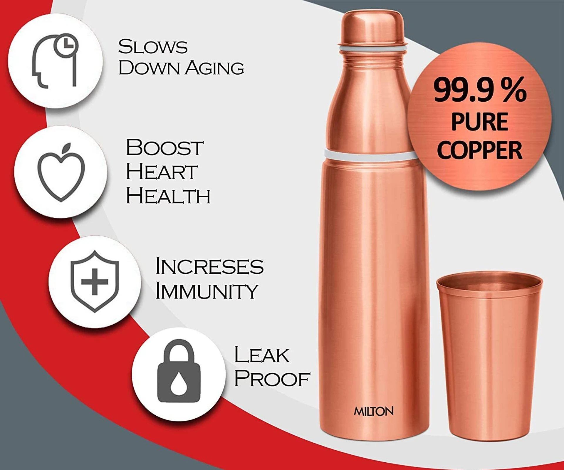 Copper Combo Water Bottle with Tumbler - Image 2